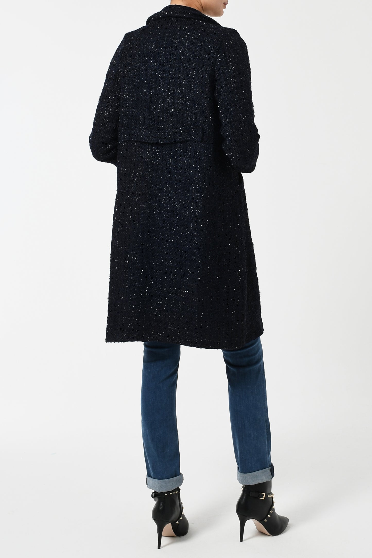 WOOLHAMPTON COAT | NAVY SPARKLE BOUCLE