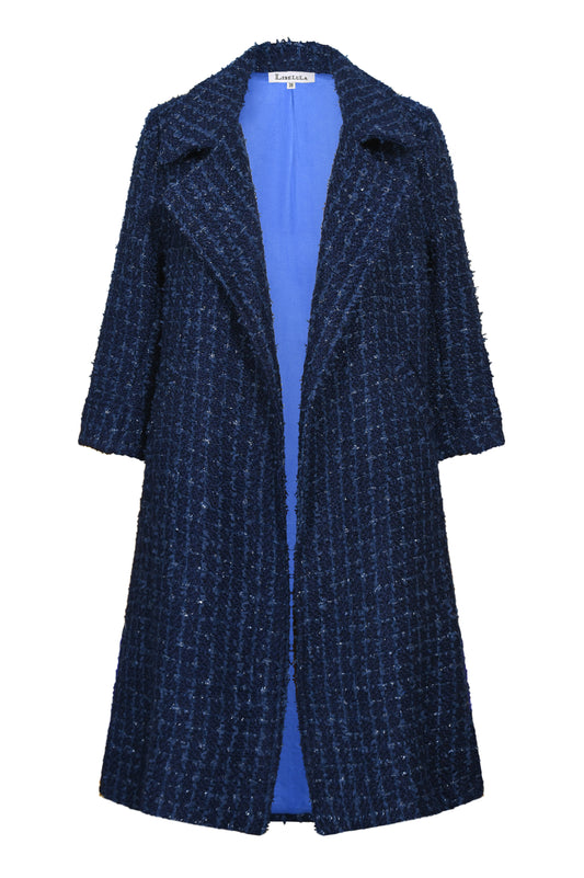 WOOLHAMPTON COAT | MID BLUE BOUCLE