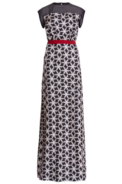 LONG TATTI DRESS | BIG SNOWFLAKE PRINT