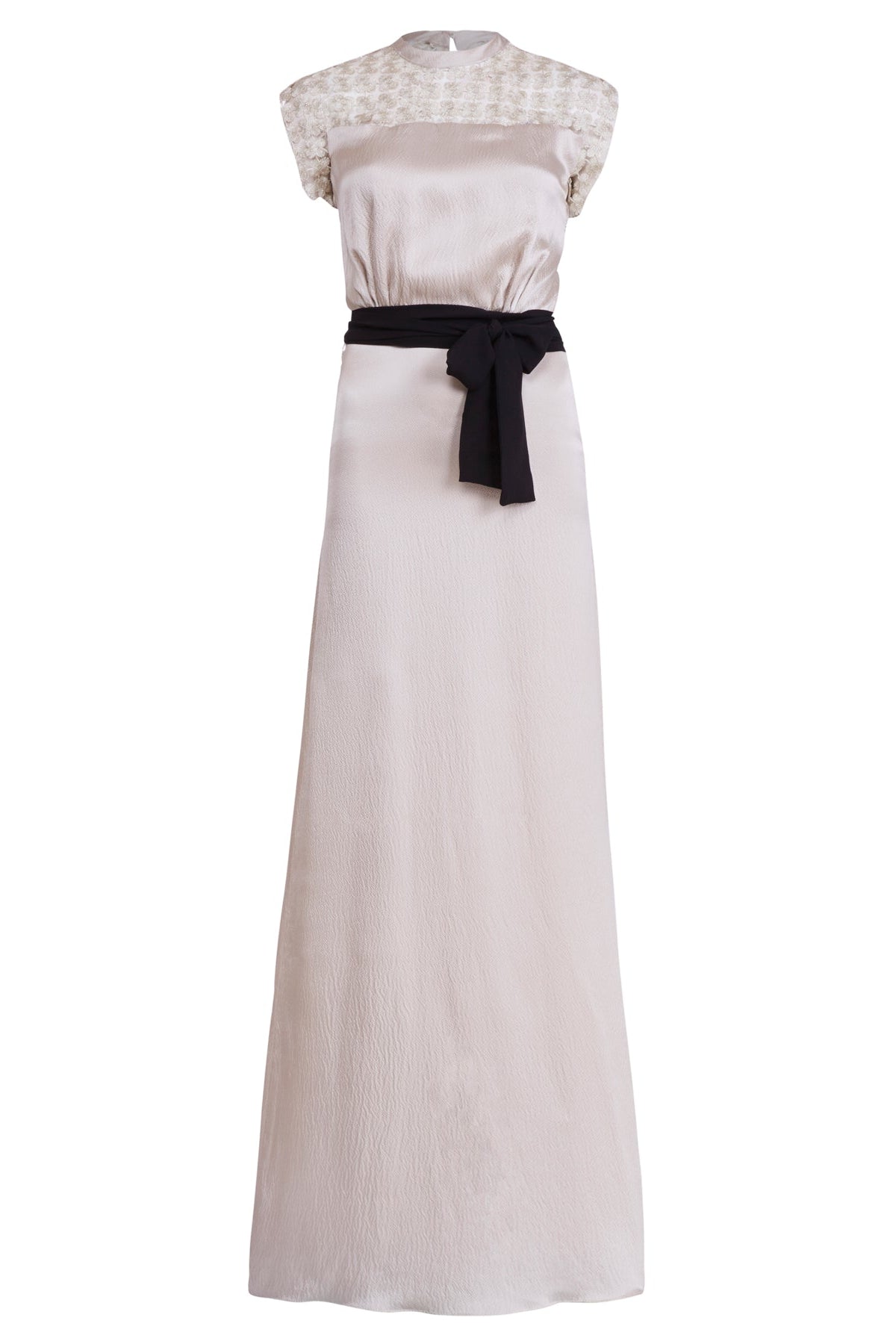 LONG TATTI DRESS | CREAM HAMMERED SILK