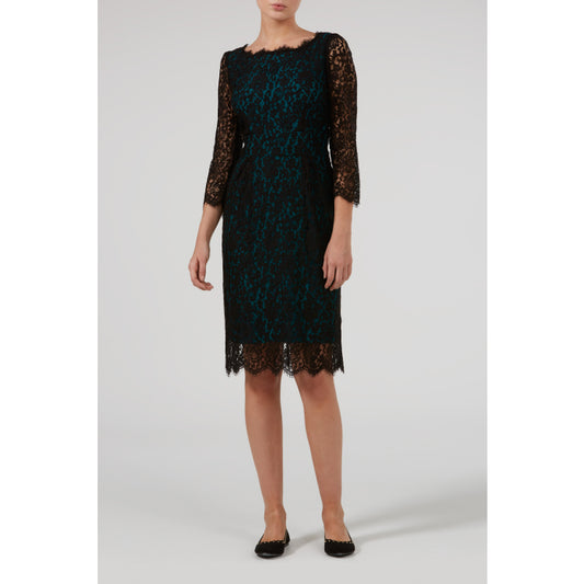 LONGER FLORENCE DRESS | BLACK LACE w GREEN