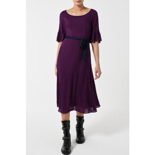 MIDI BEAROB DRESS | AUBERGINE RAYON