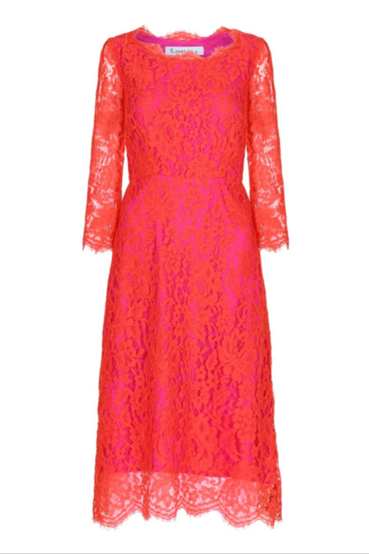 BEATIL DRESS 3/4SLEEVES | RED LACE