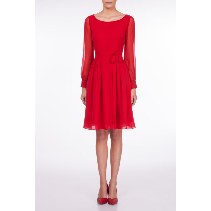 BEATRIX DRESS | RED SILK GEORGETTE and CHIFFON
