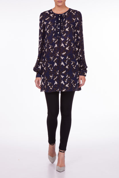 LONG BOTHWAY TOP | HUMMINGBIRD PRINT