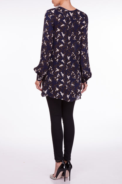 LONG BOTHWAY TOP | HUMMINGBIRD PRINT