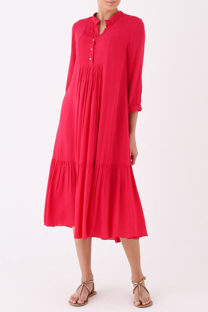CLAUDE DRESS | HOT PINK RAYON