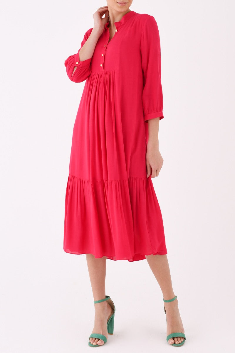 CLAUDE DRESS | HOT PINK RAYON