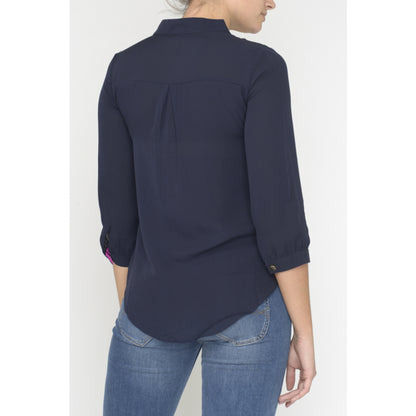 DELPHINE TOP | NAVY SILK GEORGETTE