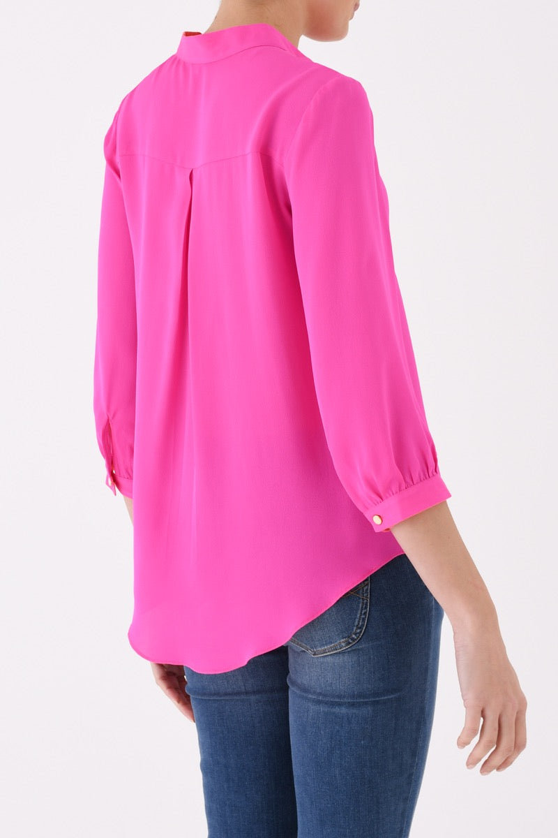 DELPHINE TOP | HOT PINK SILK GEORGETTE