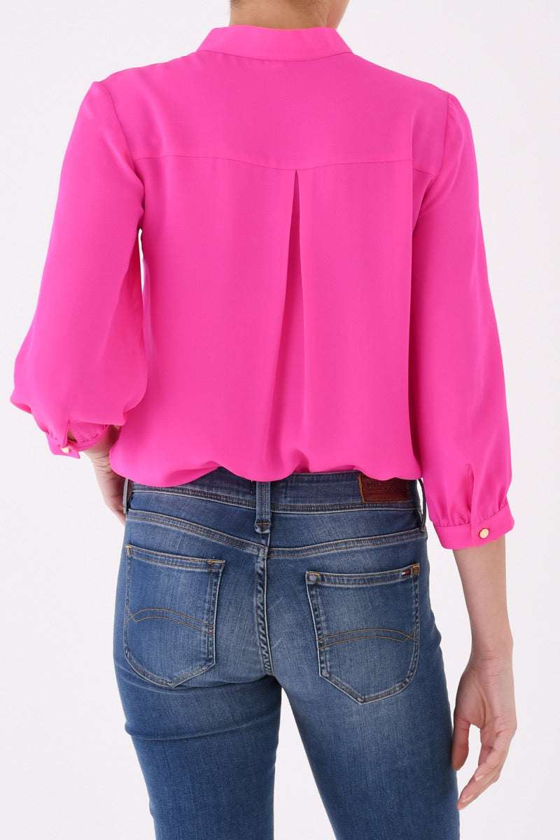 DELPHINE TOP | HOT PINK SILK GEORGETTE