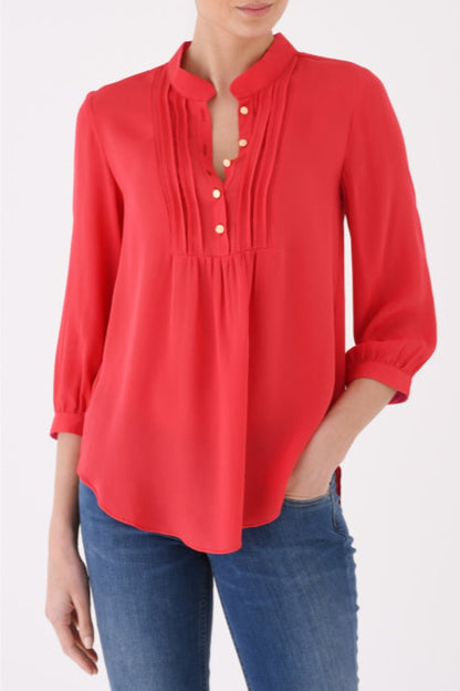DELPHINE TOP | RED SILK GEORGETTE