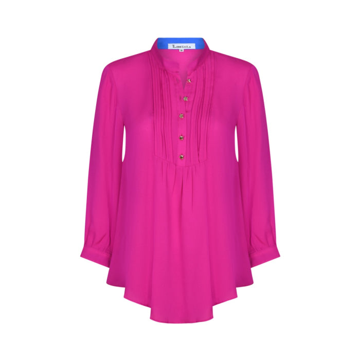 DELPHINE TOP | DEEP PINK SILK GEORGETTE