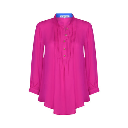 DELPHINE TOP | DEEP PINK SILK GEORGETTE