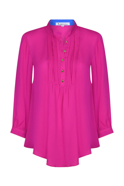 DELPHINE TOP | DEEP PINK SILK GEORGETTE