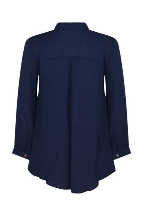 DELPHINE TOP | NAVY SILK GEORGETTE