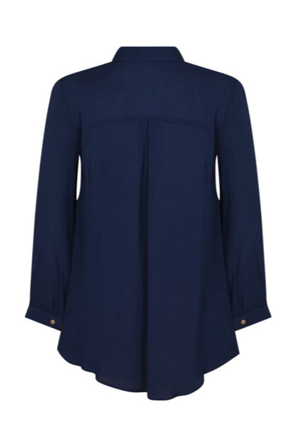 DELPHINE TOP | NAVY SILK GEORGETTE