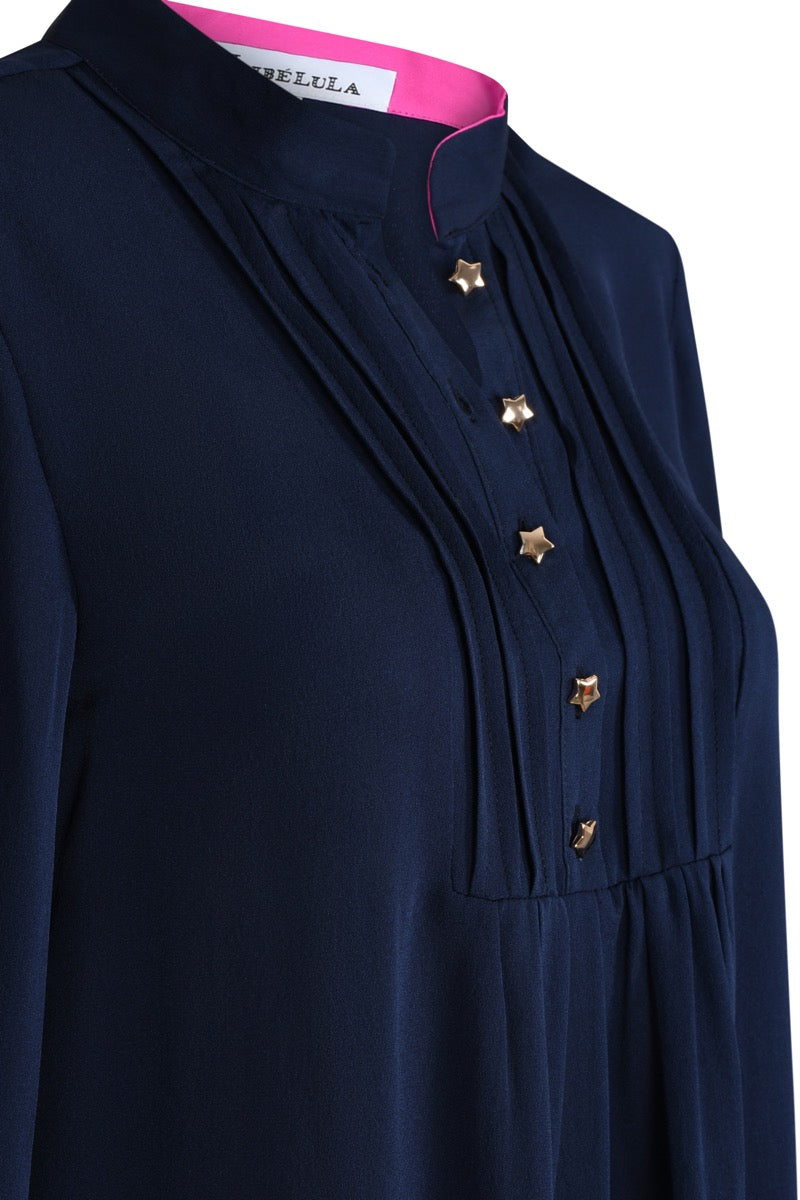 DELPHINE TOP | NAVY SILK GEORGETTE