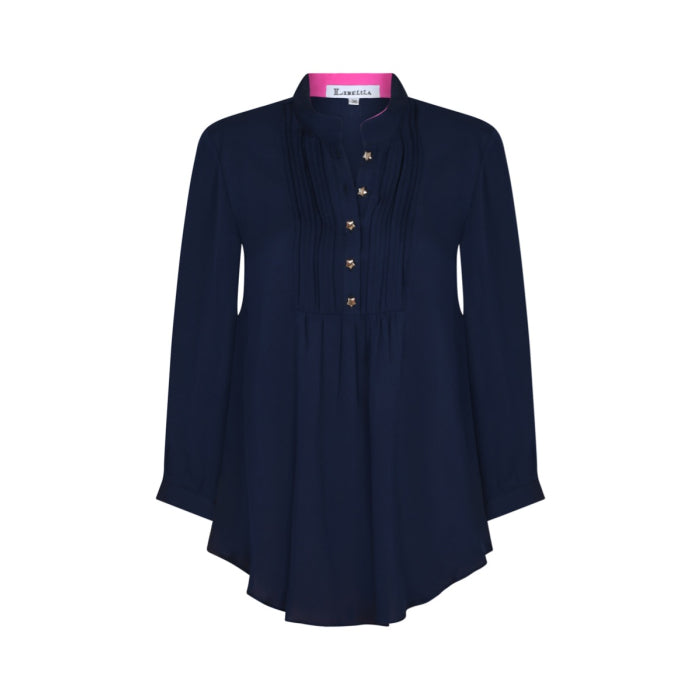 DELPHINE TOP | NAVY SILK GEORGETTE