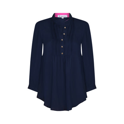 DELPHINE TOP | NAVY SILK GEORGETTE