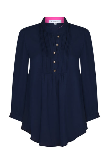 DELPHINE TOP | NAVY SILK GEORGETTE