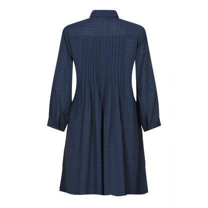 ISLA SHIRT DRESS | NAVY CHECKED COTTON