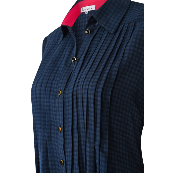 ISLA SHIRT DRESS | NAVY CHECKED COTTON