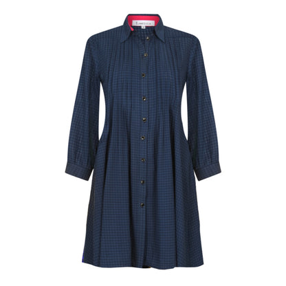 ISLA SHIRT DRESS | NAVY CHECKED COTTON