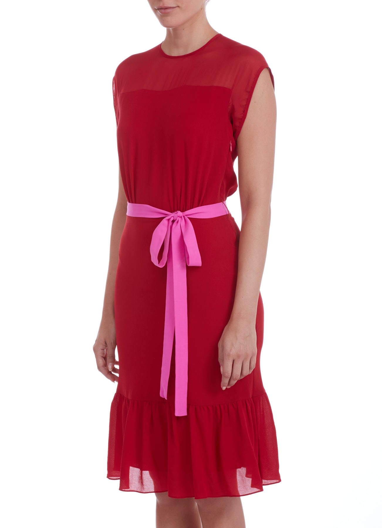 FLORA DRESS | RED SILK GEORGETTE