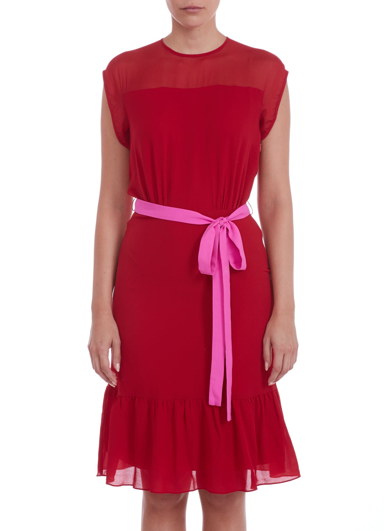 FLORA DRESS | RED SILK GEORGETTE