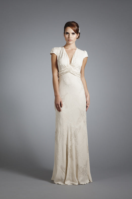 BRIDAL | LONG MILLIE DRESS | BUTTERFLY BEADED SILK
