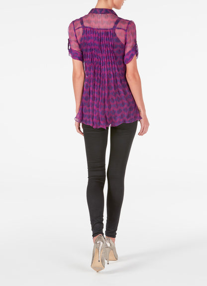 ISLA SHIRT TOP | PEACOCK PRINT