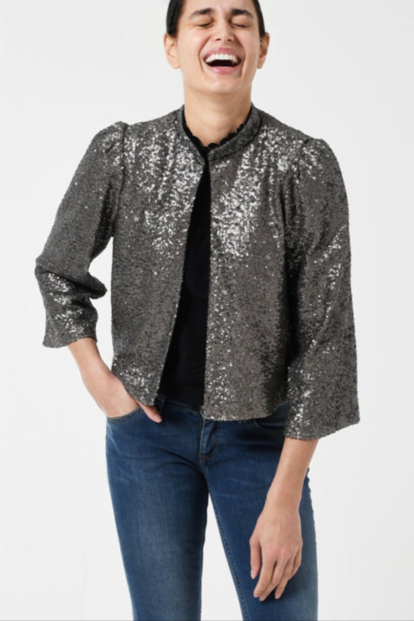 LAURA JACKET | GUNMETAL SEQUINS