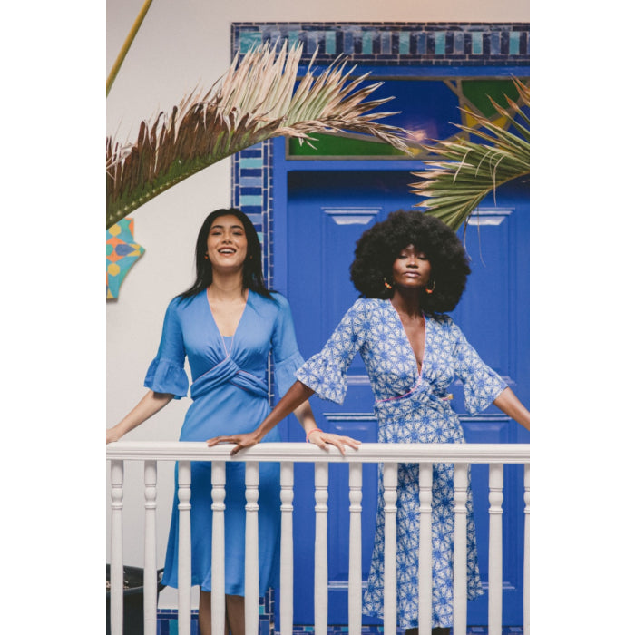 MILLIE DRESS | BRIGHT LIGHT BLUE SILK GEORGETTE