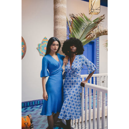 MILLIE DRESS | BRIGHT LIGHT BLUE SILK GEORGETTE