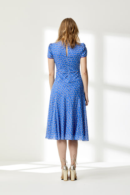 TAMARA DRESS | BLUE MINI HIAWATHA PRINT
