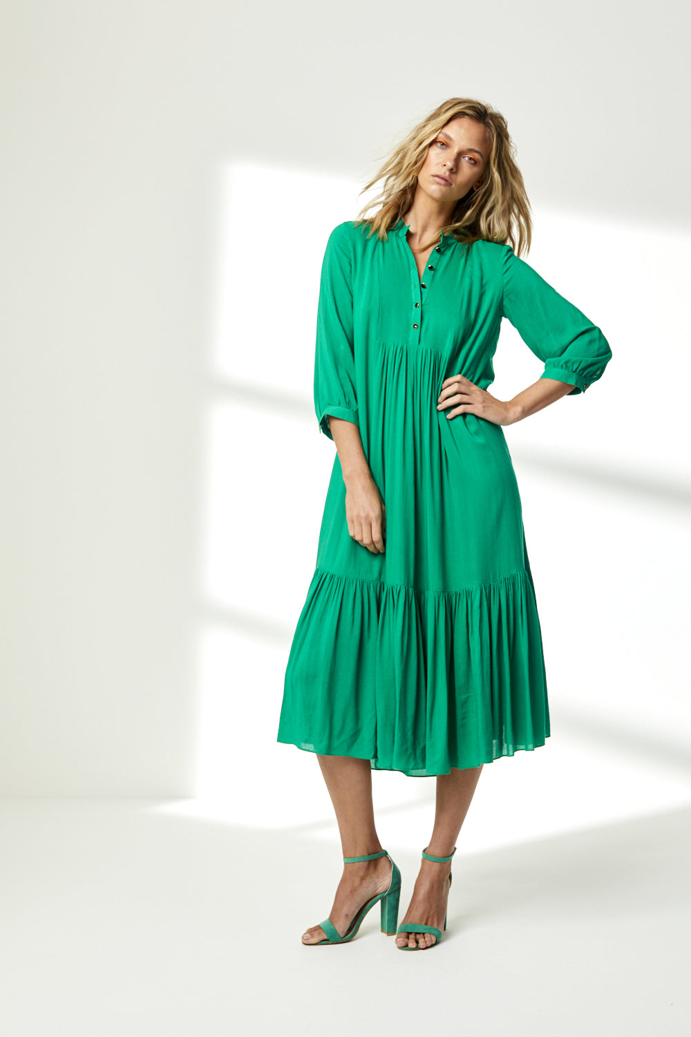 CLAUDE DRESS | BRIGHT GREEN RAYON