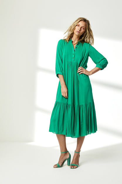 CLAUDE DRESS | BRIGHT GREEN RAYON