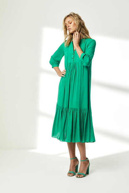 CLAUDE DRESS | BRIGHT GREEN RAYON
