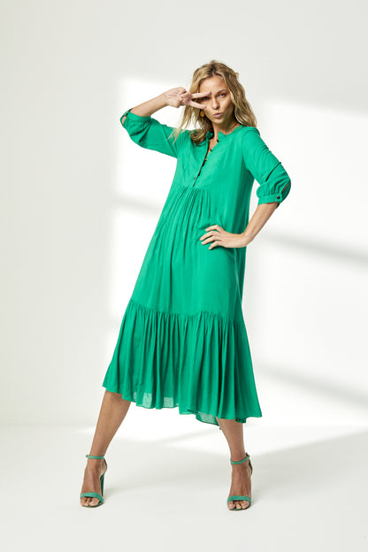 CLAUDE DRESS | BRIGHT GREEN RAYON