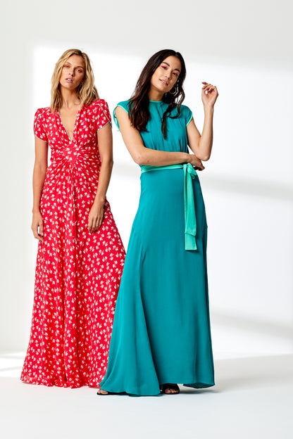 LONG TATROB DRESS | JADE SILK GEORGETTE