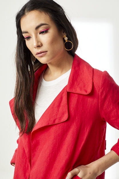 WOOLHAMPTON COAT | RED LINEN