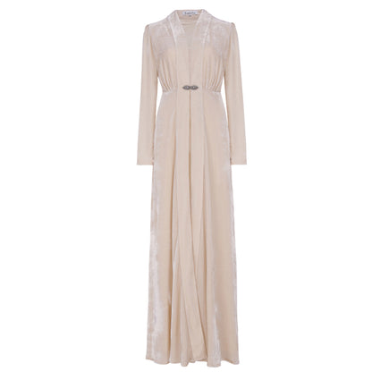 LONG DULWICH COAT | CREAM VELVET