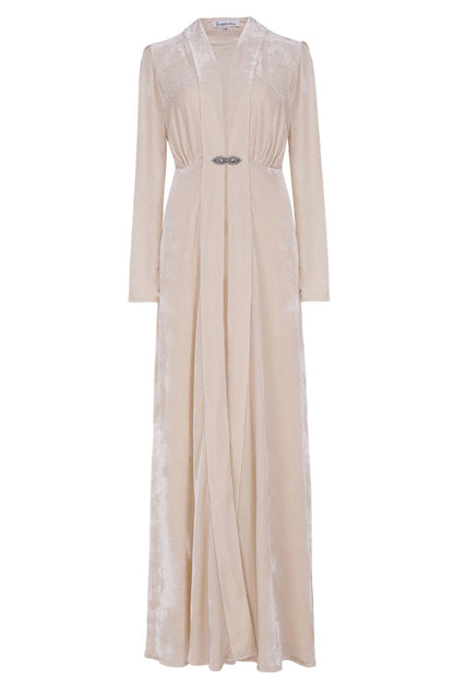 LONG DULWICH COAT | CREAM VELVET