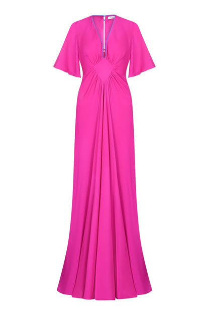 LONG JESSIE DRESS | HOT PINK SILK GEORGETTE