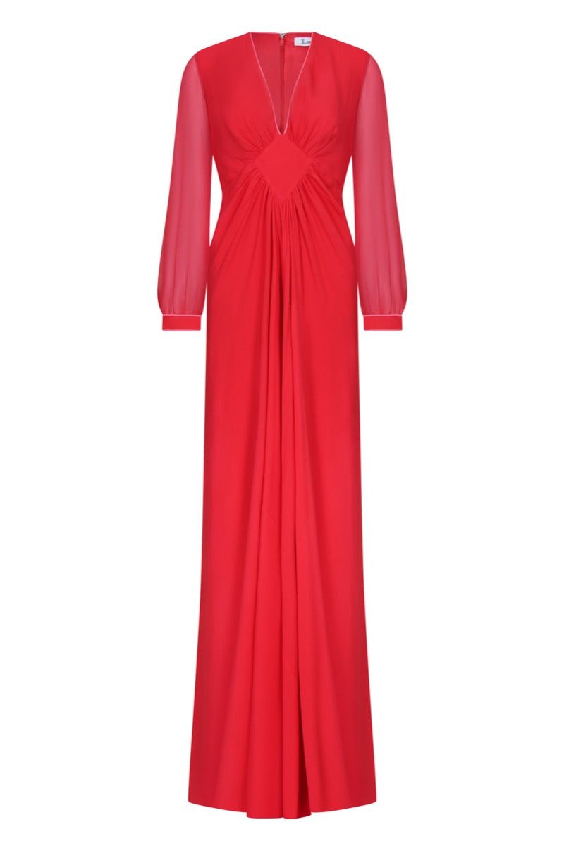 LONG JESSIE DRESS | RED SILK GEORGETTE