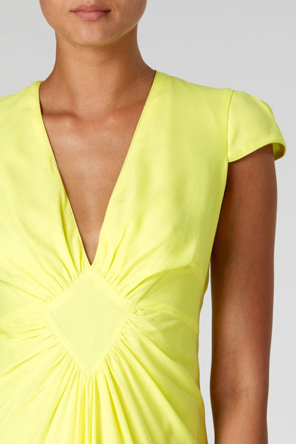LONG JESSIE DRESS | FLURO YELLOW SILK