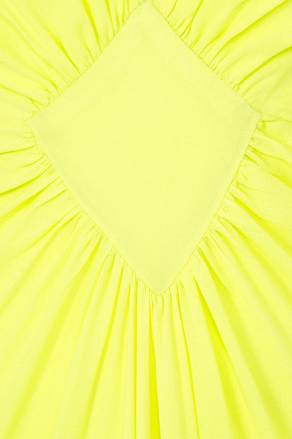 LONG JESSIE DRESS | FLURO YELLOW SILK