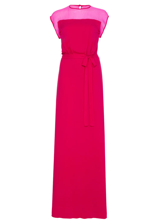 LONG TATTI DRESS | PINK & RED SILK