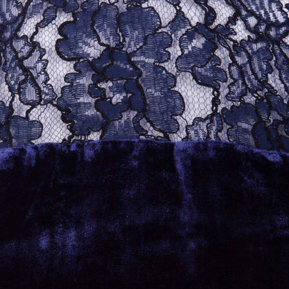 LONG TATTI DRESS | NAVY LACE AND VELVET